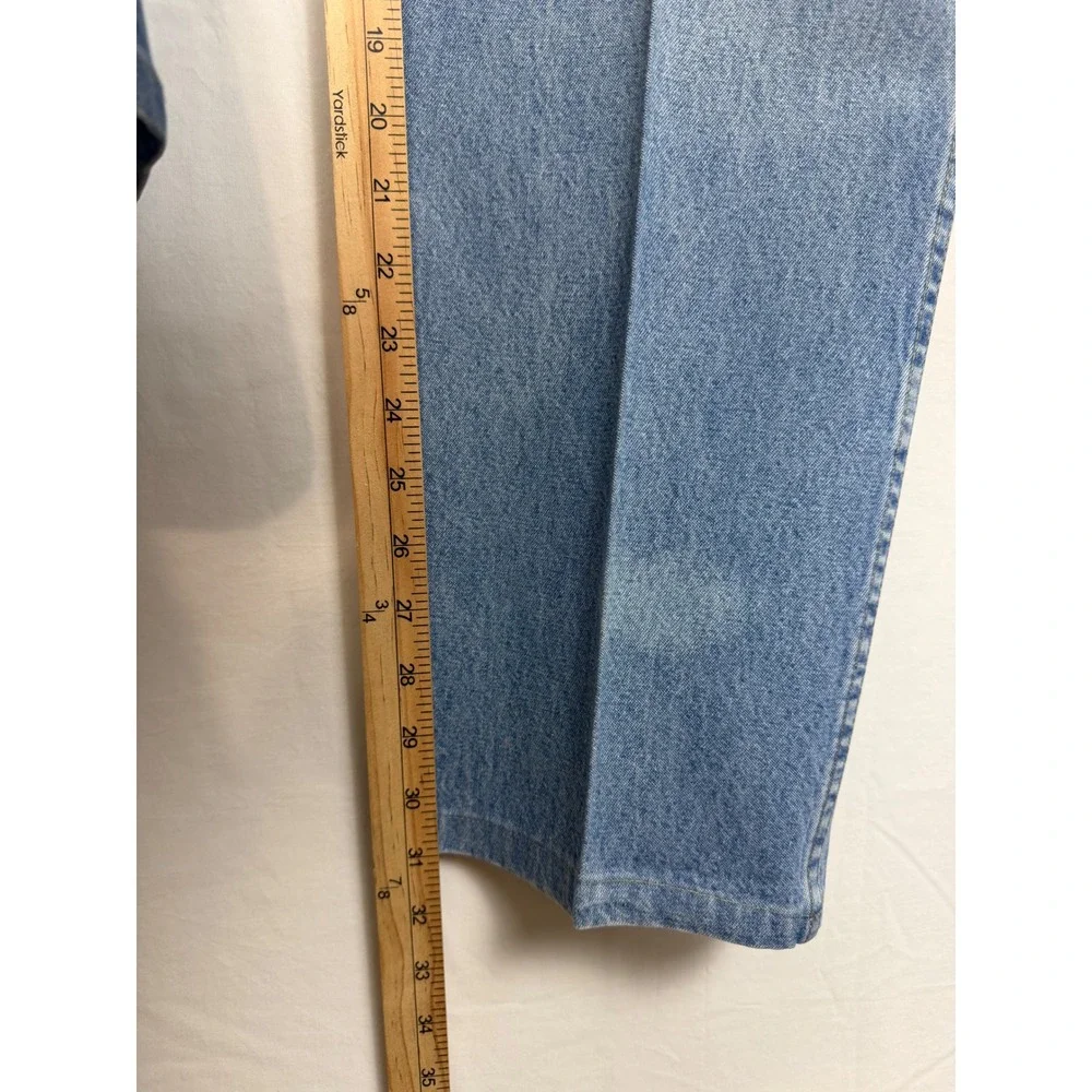 Wrangler Rugged Wear Jeans Mens 36x32 Blue Pleated Carpenter Light Wash USA